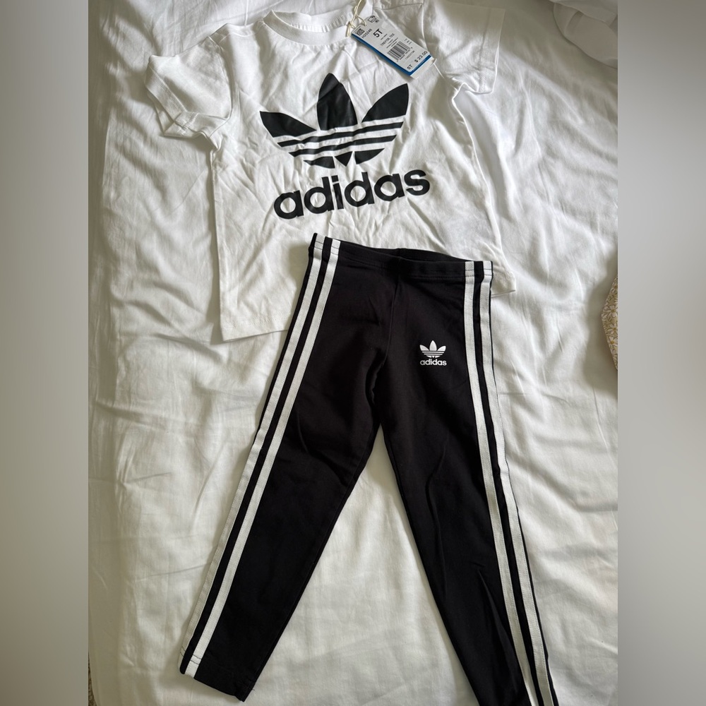 Adidas Kids Black and White T-shirt and Leggings
